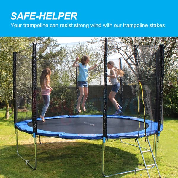 Sæt med 6 robuste galvaniserede stålpløkke til trampoliner, camping