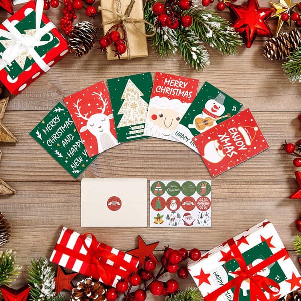 24 Pak DIY Julegavekort, Tilpasselige Julehilsner DXGHC