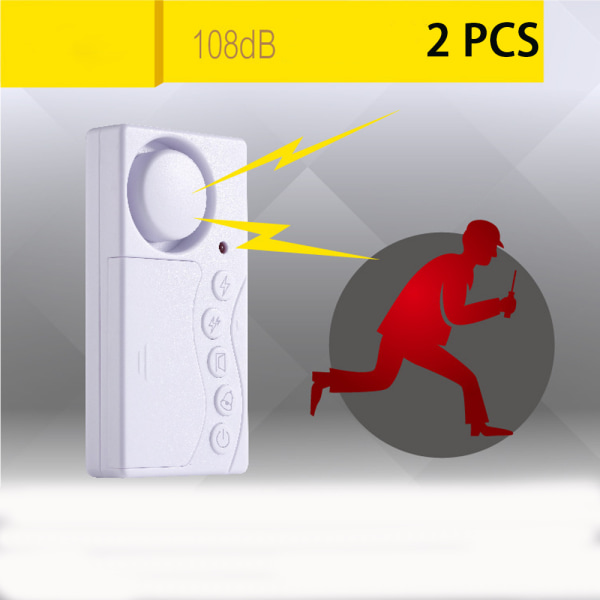 2-pakks fryser dør alarm, vindu sikkerhetsalarm, 3/15/30/60 sekunder
