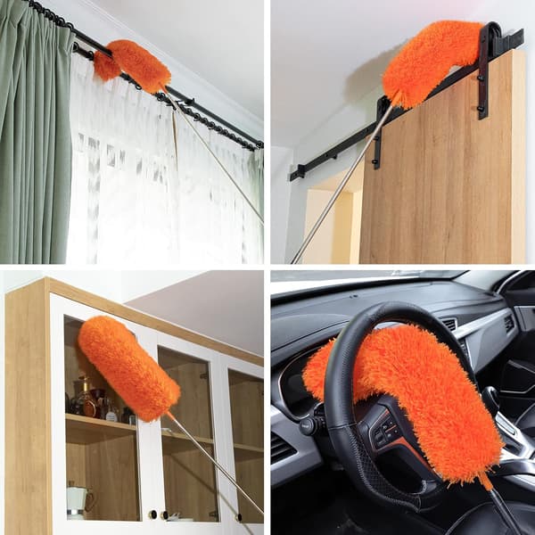 Mikrofiberfjærstøvbørste med teleskopstang, 87 cm Vaskbar Du