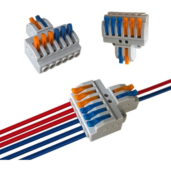 Lever-Nut Trådkopplingar, 2 in 6 ut 8 Port Ledare Kompakt Wi