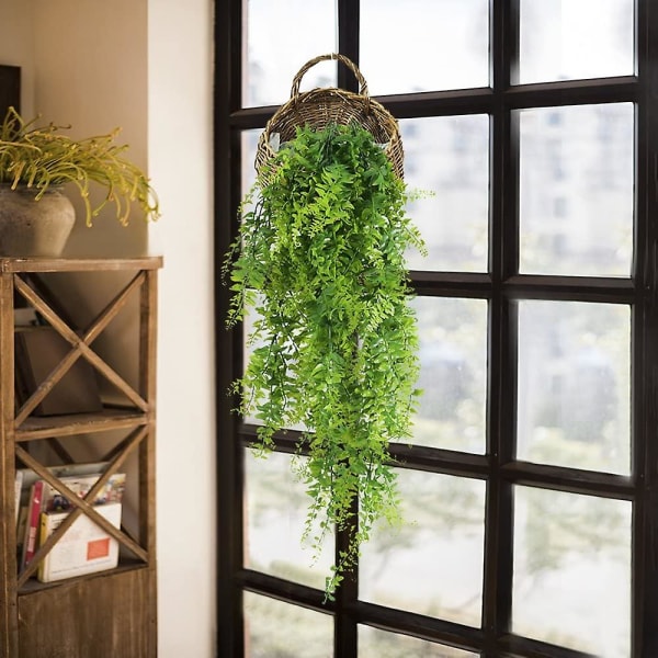 2 pcs 80cm Plastic Hanging Plants, Fake Green Plants For Decor