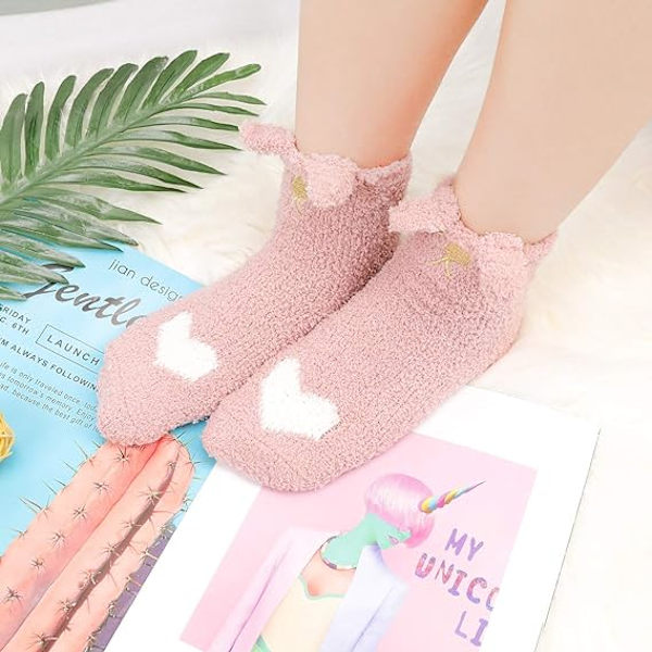 5 Par Strumpor, Fleece Strumpor Damstrumpor Katttofflor Strumpor DXGHC