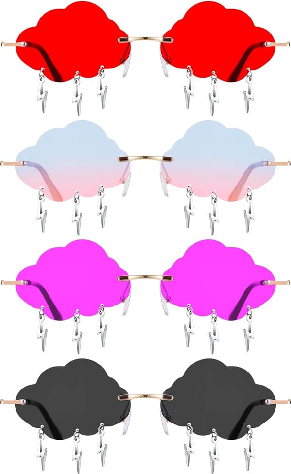 4 Par Solbriller Cloud Sunglasses Raindrop Rimless Søde Solbriller Sjove H