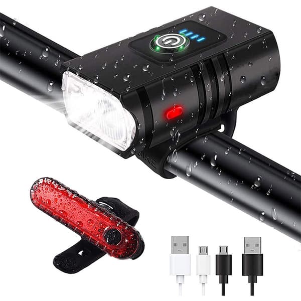 USB-laddningsbara cykellampor för nattkörning, 2 lampor, justerbara
