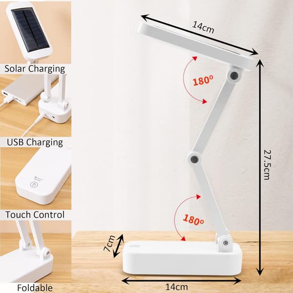 Solcelle Bordlampe, USB Ladbar Bærbar Foldbar 24LED So DXGHC