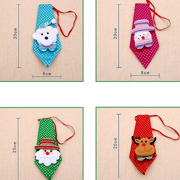 4 stycken julglitter slipsar tomte snögubbe ren