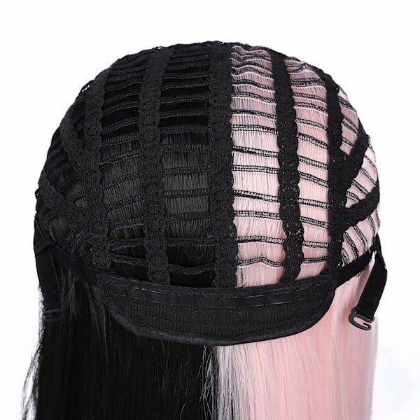 Puolitumainen Pinkki ja Musta Pitkä Suora Peruukki, Bangs, Cosplay Nat