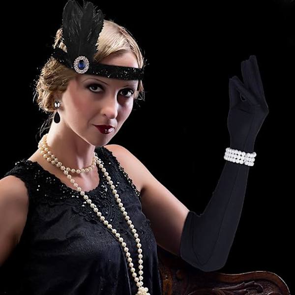1920-tals accessoarer set för kvinnor Flapper huvudbonad pannband
