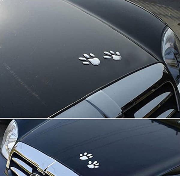 4 st 3D Krom Hundtassavtryck Bilsticker, Bil Logotyp Dekal Deko