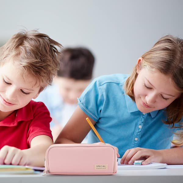 Skoleblyantveske for jenter og gutter, stor blyantveske med 3 rom