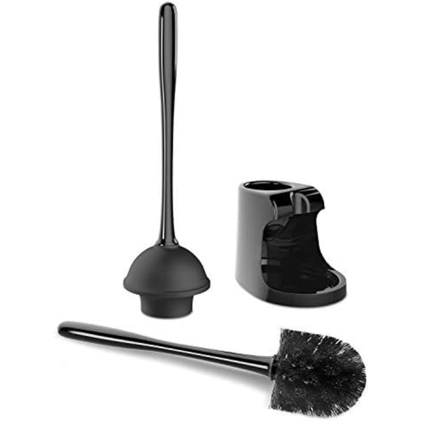 Toilet Plunger and Bowl Brush Combo for Bathroom Cleaning, Black,