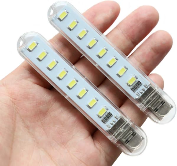 USB-lys, natlys stik, lille LED lysbjælke med 8 lamper