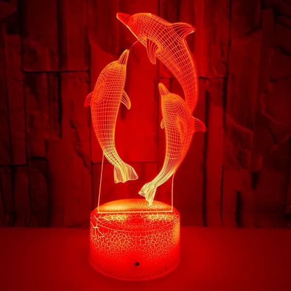 Dolphin 3D Lys 7 Farger Berøringslys Stereoskopisk 3D Visjon Lys