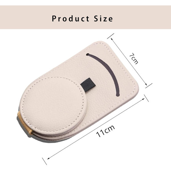 (beige) Bil Læder Brilleholder, Magnetisk Bil Brilleholder, S