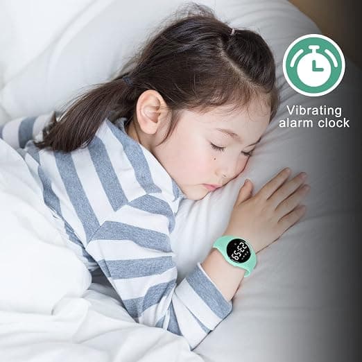Ljusgrön Barnklocka, Digital Klocka för Tonåringar med Alarm/Stoppur