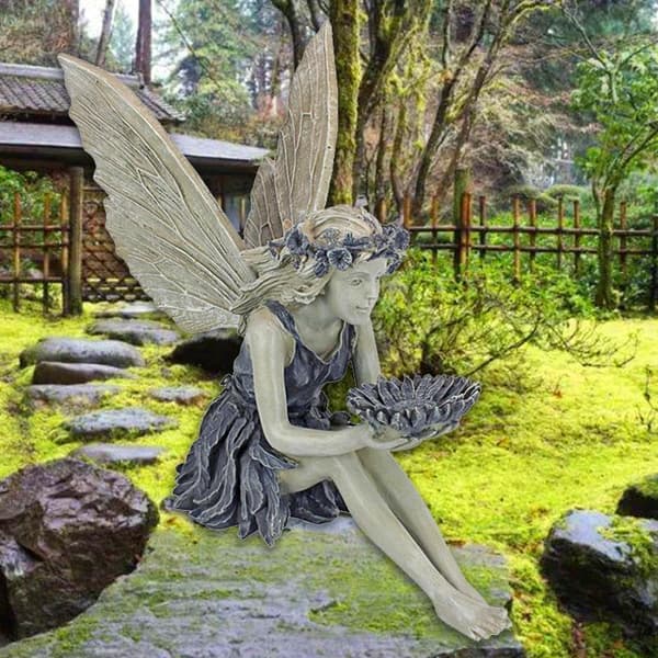 1 Pakke Blomst Fee Statue Engel Have Gudinde Fuglefoder Skulptur
