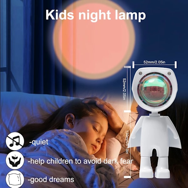 Romantisk Astronaut Robot Solnedgangsprojektor, Wokuya Multi Colo