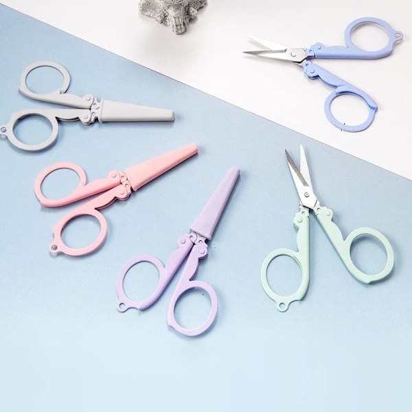5-pack Pastel Mini Vikbara Saxar med Säkerhetslock Små Teles DXGHC