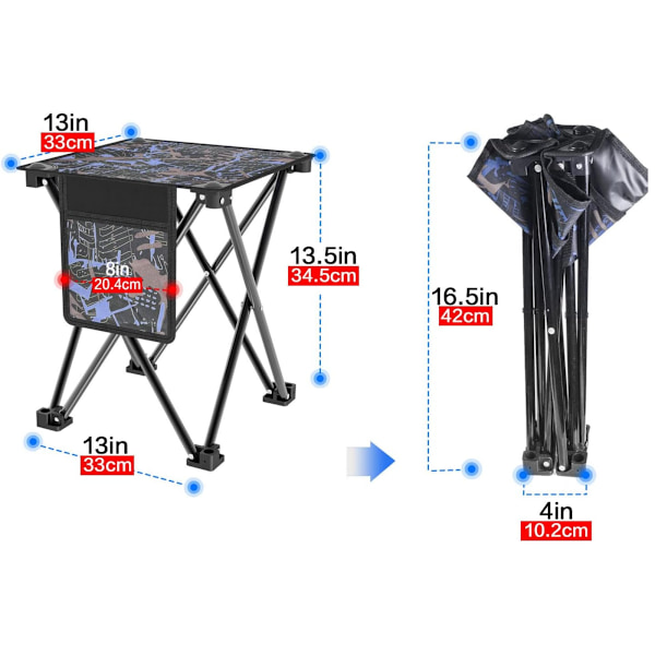 Campingstol, Bærbar Foldbar Stol, Mini Foldbar