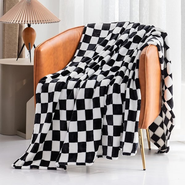Buffalo Plaid Fleece Tæppe (70*140cm, Sort) - Plaid Flannel DXGHC