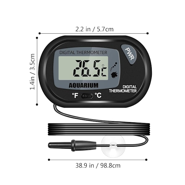 2 st Aquarium Digital LCD med Sugkoppar och Vattentät Sonda