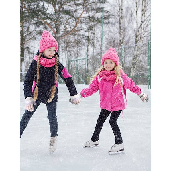 2 Par Vinterhandskar för Barn, Varma Hel-Finger Stickade Handskar