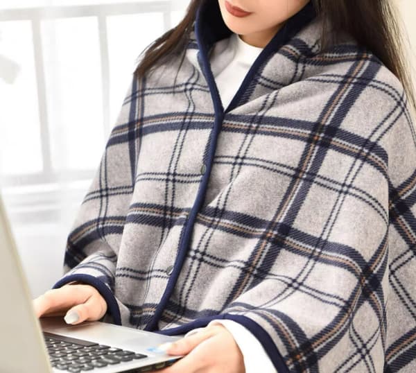 Polarfleece-teppe med hette, dobbeltlags tykkelse