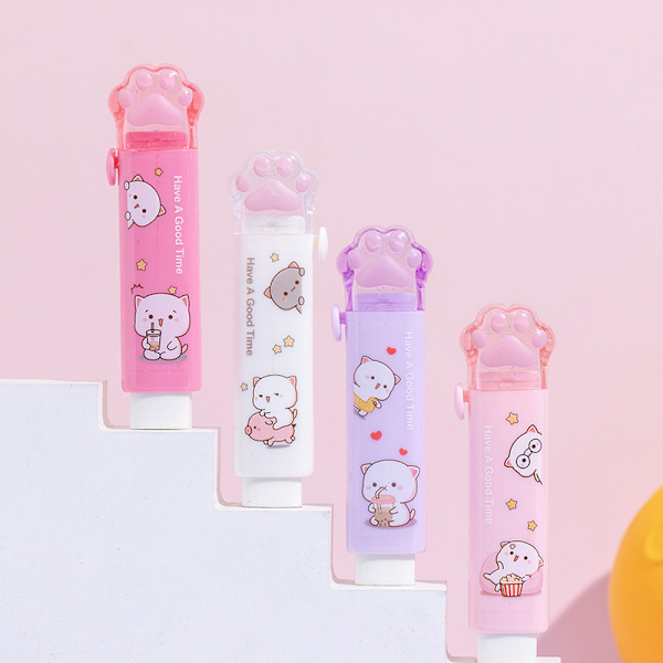 Set med 4 gummibuddar för barn - för skola, kontor, skrivmaterial