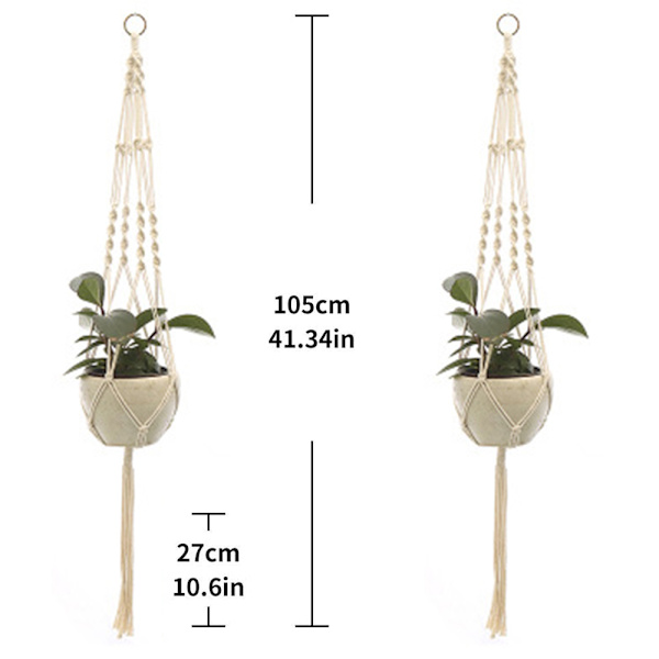 2 st Macrame växt hängare hängande planter korg, stil 2