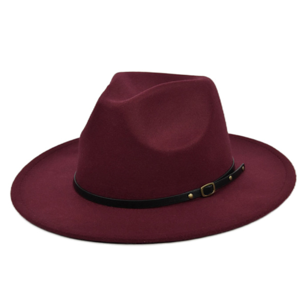 Ullhatt i jazzstil, retro svart ullhatt med flat brem, stor