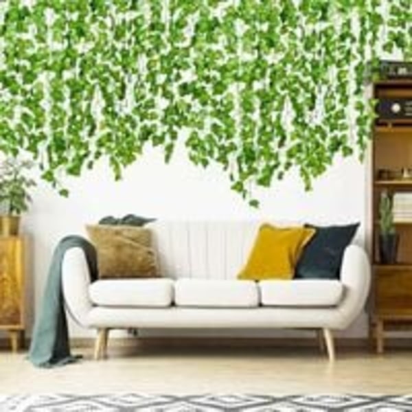 Kunstig Efeu, [1 STK] 2M Blad Fe-Lys, Kunstige Planter m