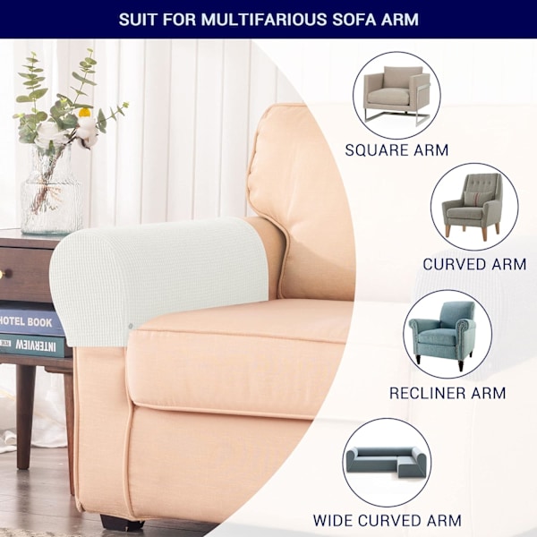 Stretch Armrest Covers Spandex Arm Covers for Chairs Couch Sofa Armchair Slipcovers for Recliner Sofa with Twist Pins 2p