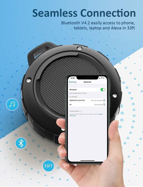 1 Pak Sort Udendørs Vandafvisende Bluetooth Højttaler, Trådløs Po