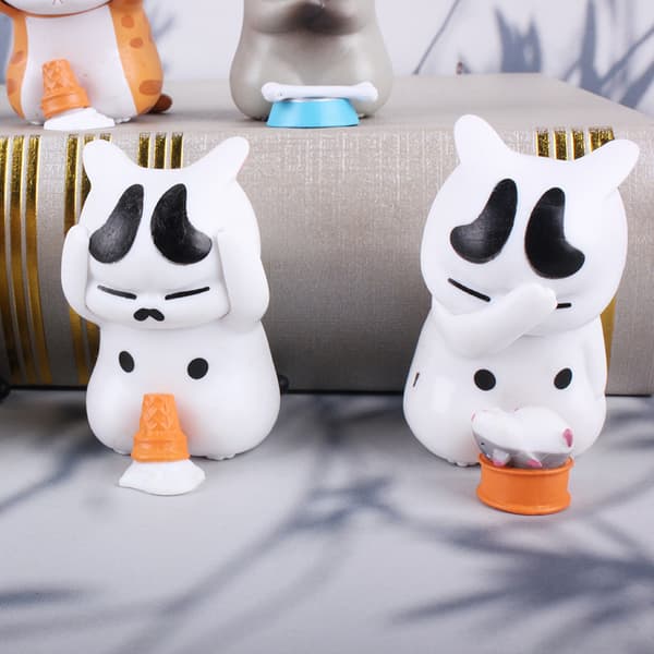 9 stk. Distressed Cat Søde Skrivebords- og Biltilbehør Miniaturefigurer