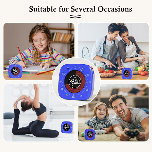 Laddningsbar Visuell Timer, Digital Timer med 4 Alarmlägen, DXGHC