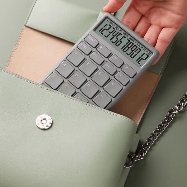 Tasku- ja pöytälaskin beige, kirkas LCD-näyttö, kaksoisvirta H