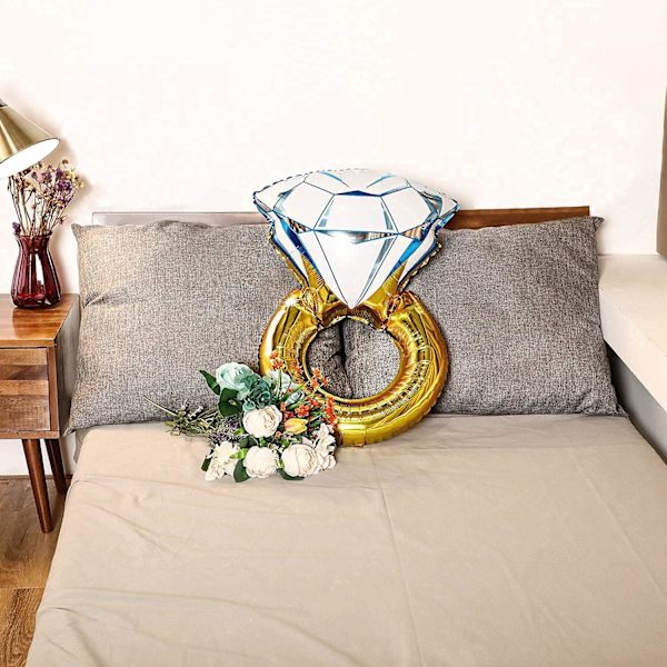 2 stk. Guld Forlovelsesring Ballon - Kæmpe Ring Ballon Oppustelig