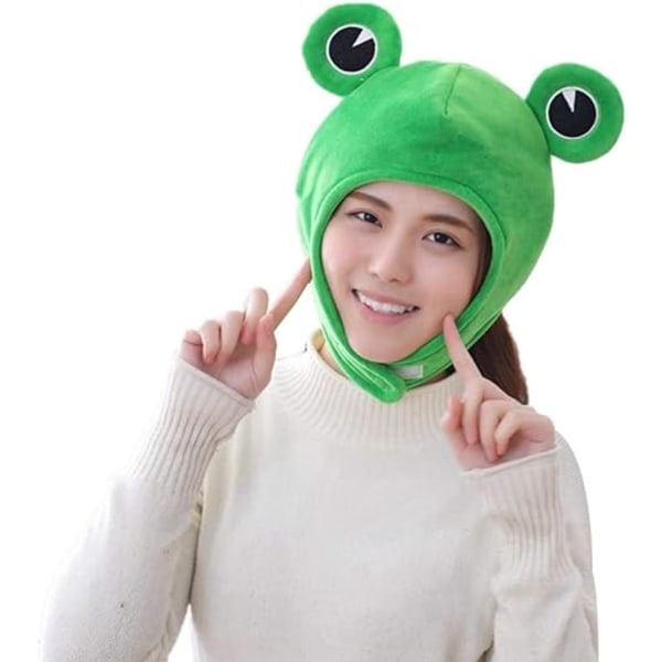 Plush Frog Hat Cap Frog Ears Costume Halloween Animal Headwear Co