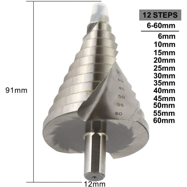 HSS Trinnborr Spiral Konisk Senke for 6-60mm Boring