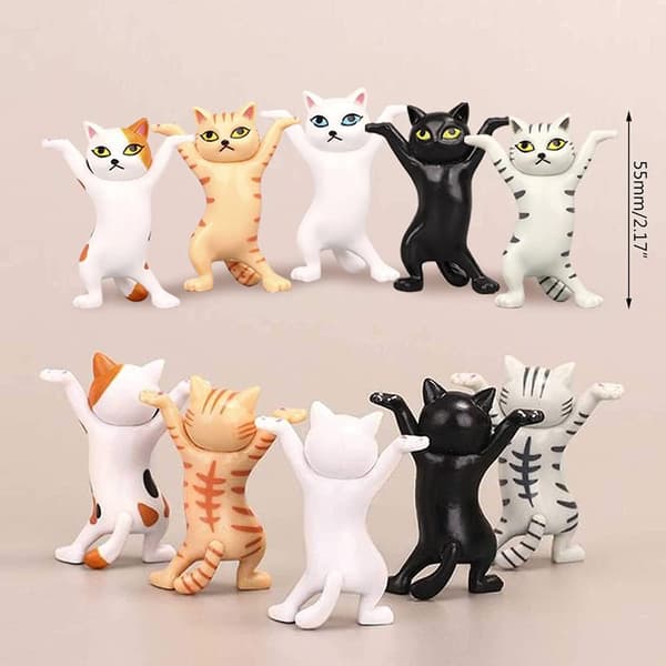 5 stk. Kat Kontortilbehørs Holder, Dansende Penholder, Dansende Kat Penholder