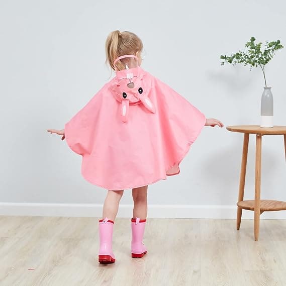 Letvægts Regnjakke Bat Poncho/Kappe med Hætte til Småbørn 4-7 År