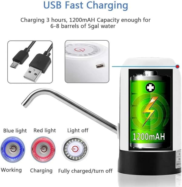 Pullopumppu 5 Gallon Vedenpullon Jakaja USB-Lataus Automaattinen
