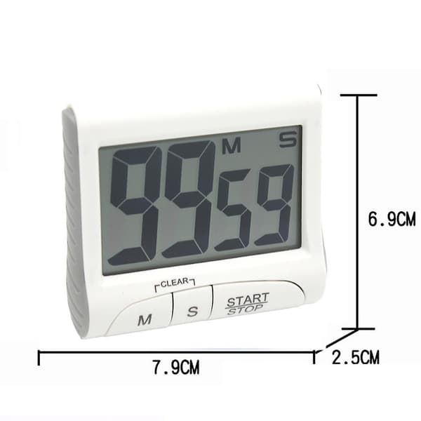 3\" Stor Køkken Timer - Digital Timer med Magnetisk Bagside og Høj Lyd