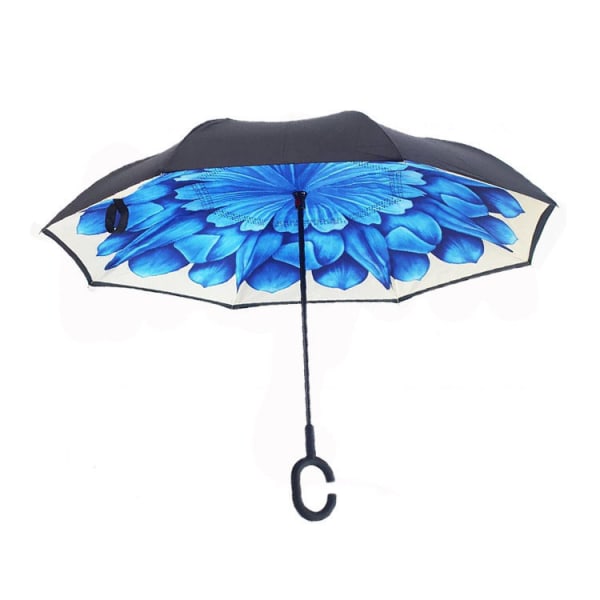 1 Pakke C Håndtak Parasoll Sammenleggbar vindtett paraply Dobbel Revers