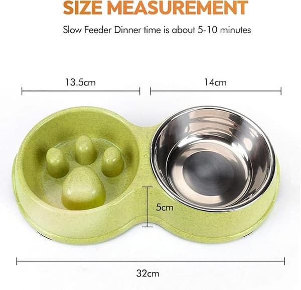 Anti Glutton Hundebolle, Katte- og Hundebolle, Dobbelt Rustfrit Stål DXGHC