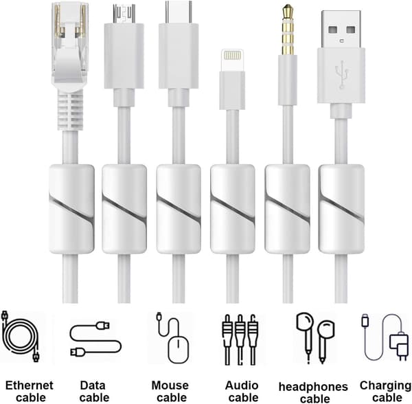 Paket med 20 självhäftande silikonkabelklämmor, Kabel O