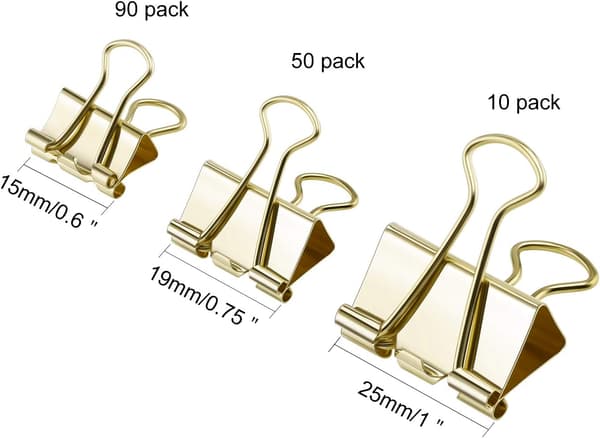150 Stykker Papirklips Papirklips Assorterte Størrelser (Gull)