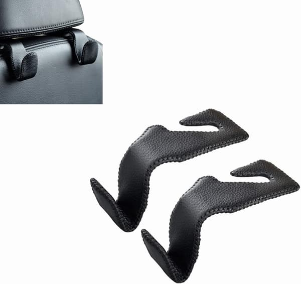 2-pack PU-läder bilhuvudstödshängare för att hänga väskor, påsar DXGHC