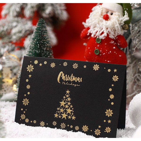 6 stykker julepræget guldstemplet lykønskningskortkuvert